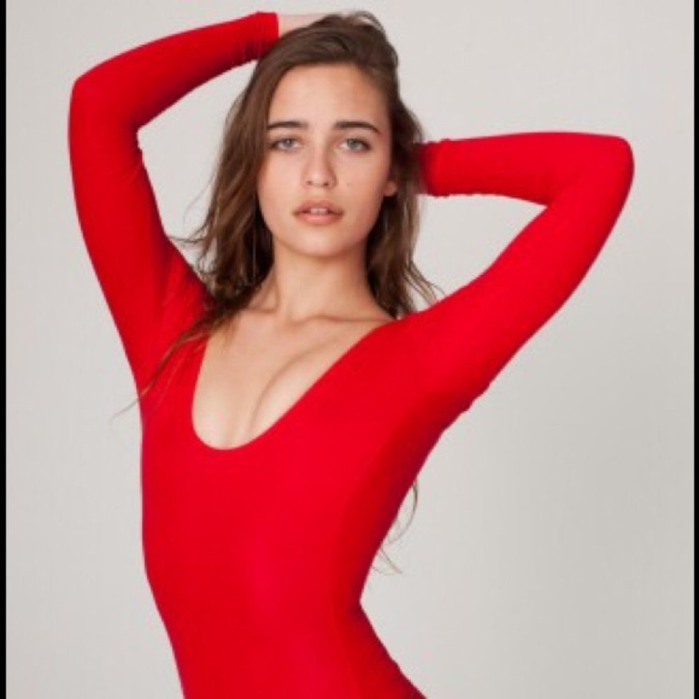 Cotton Spandex Jersey Double U-Neck - Long Sleeve - American Apparel - Body Suit
